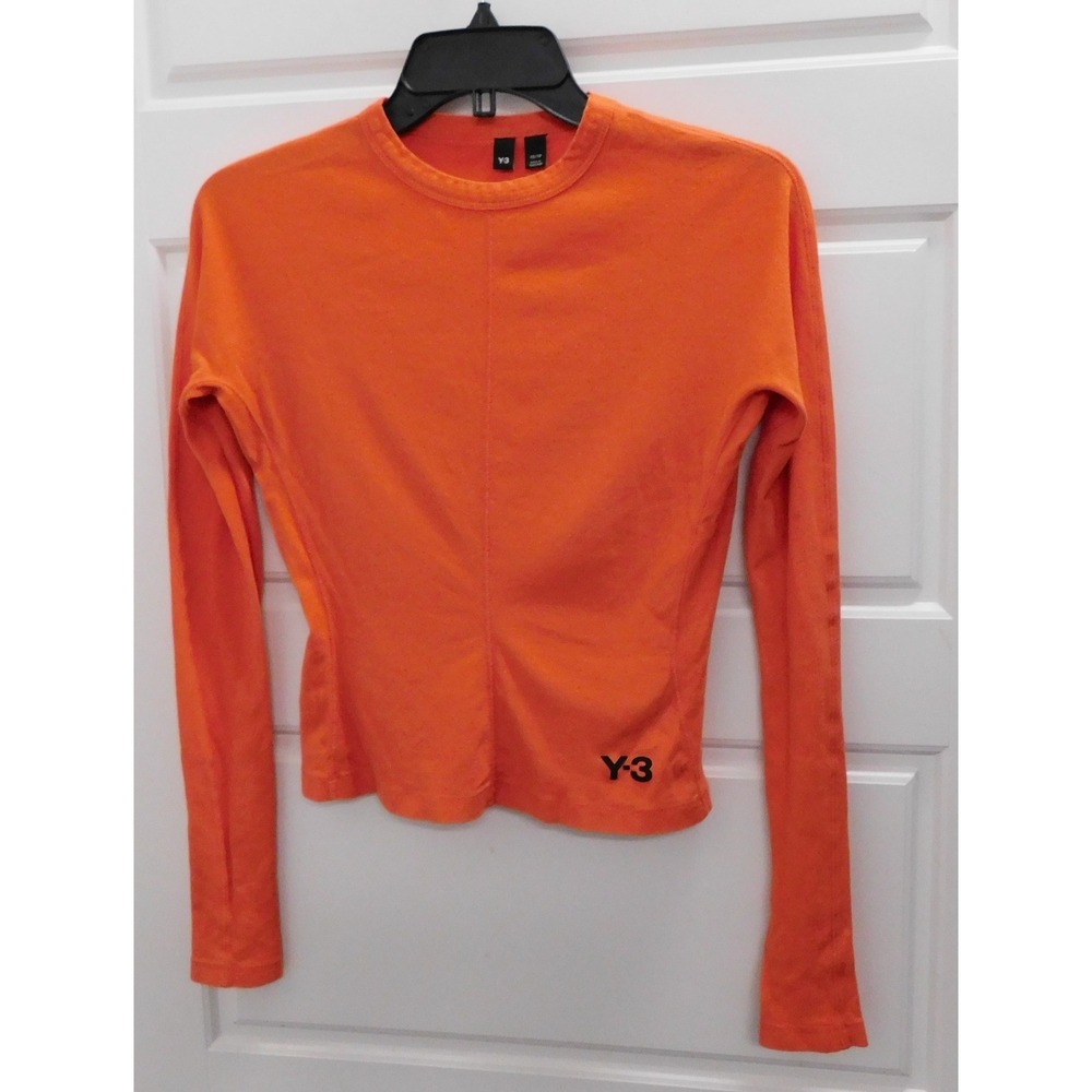 Adidas Y-3 Yohji Yamamoto Orange Women Fitted Long Sleeve T-Shirt XS